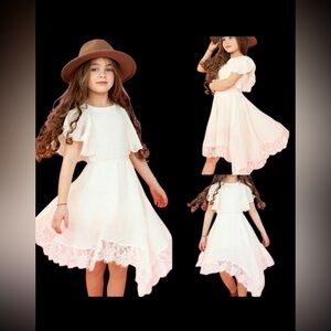 NWT Joyfolie Lakynna Girls Asymmetrical Dress in beige/cream